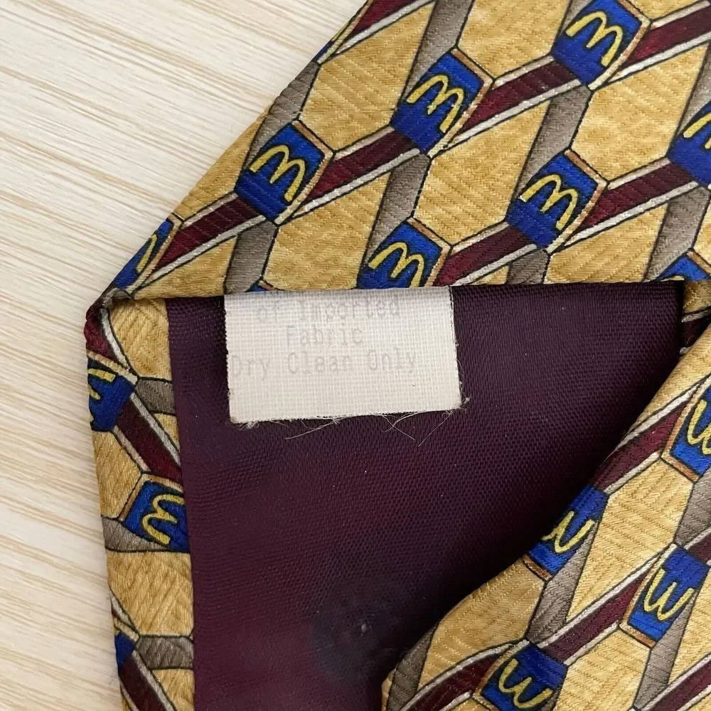 Crest The Uniform Company Mens Gold McDonald's‎ Logo Silk Blend Necktie
